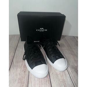 Coach Empire Zipper Black Pebble Leather Double Zipper Low Top Shoes Women's 6M